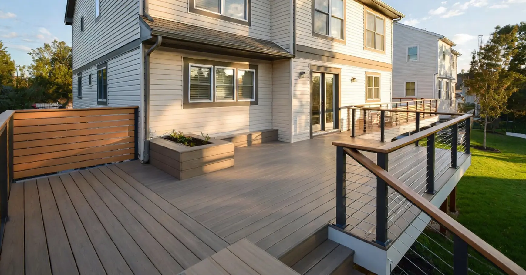 High-end custom deck showing the kind of premium work that attracts better contracting jobs.